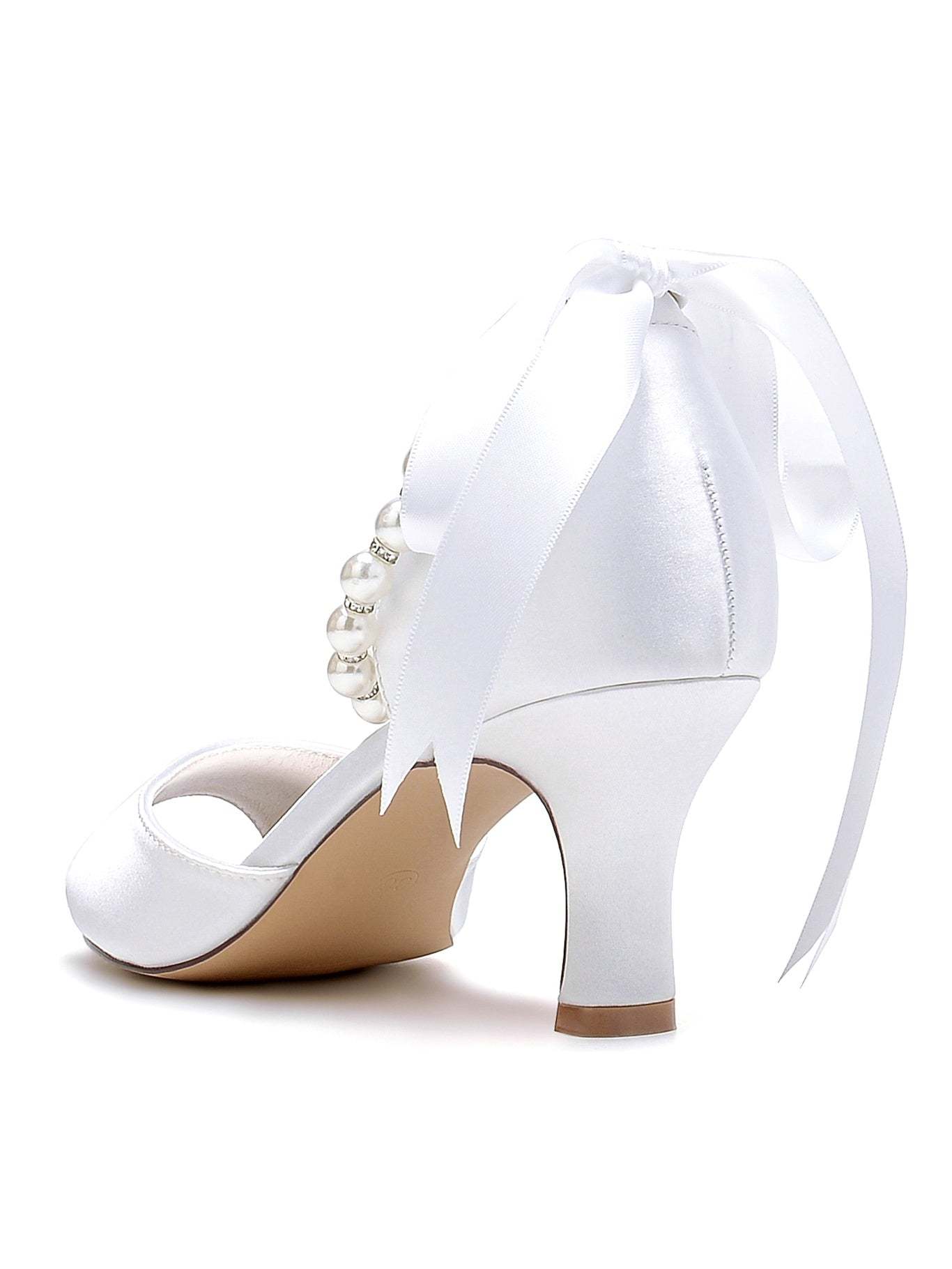 Bridal Stiletto Heels with Bowknot for Women Open Toe Wedding Shoes