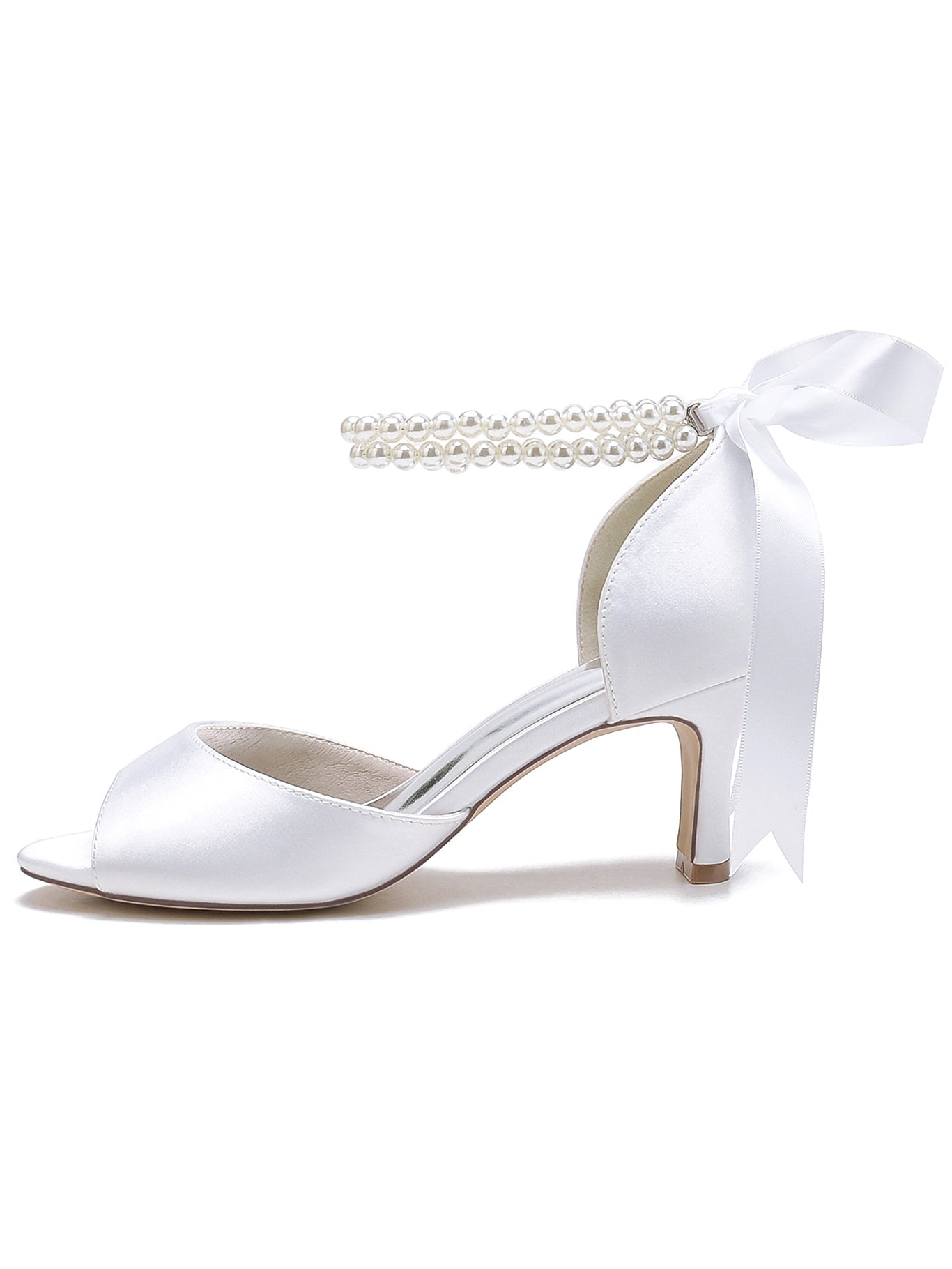 Bridal Stiletto Heels with Bowknot for Women Open Toe Wedding Shoes