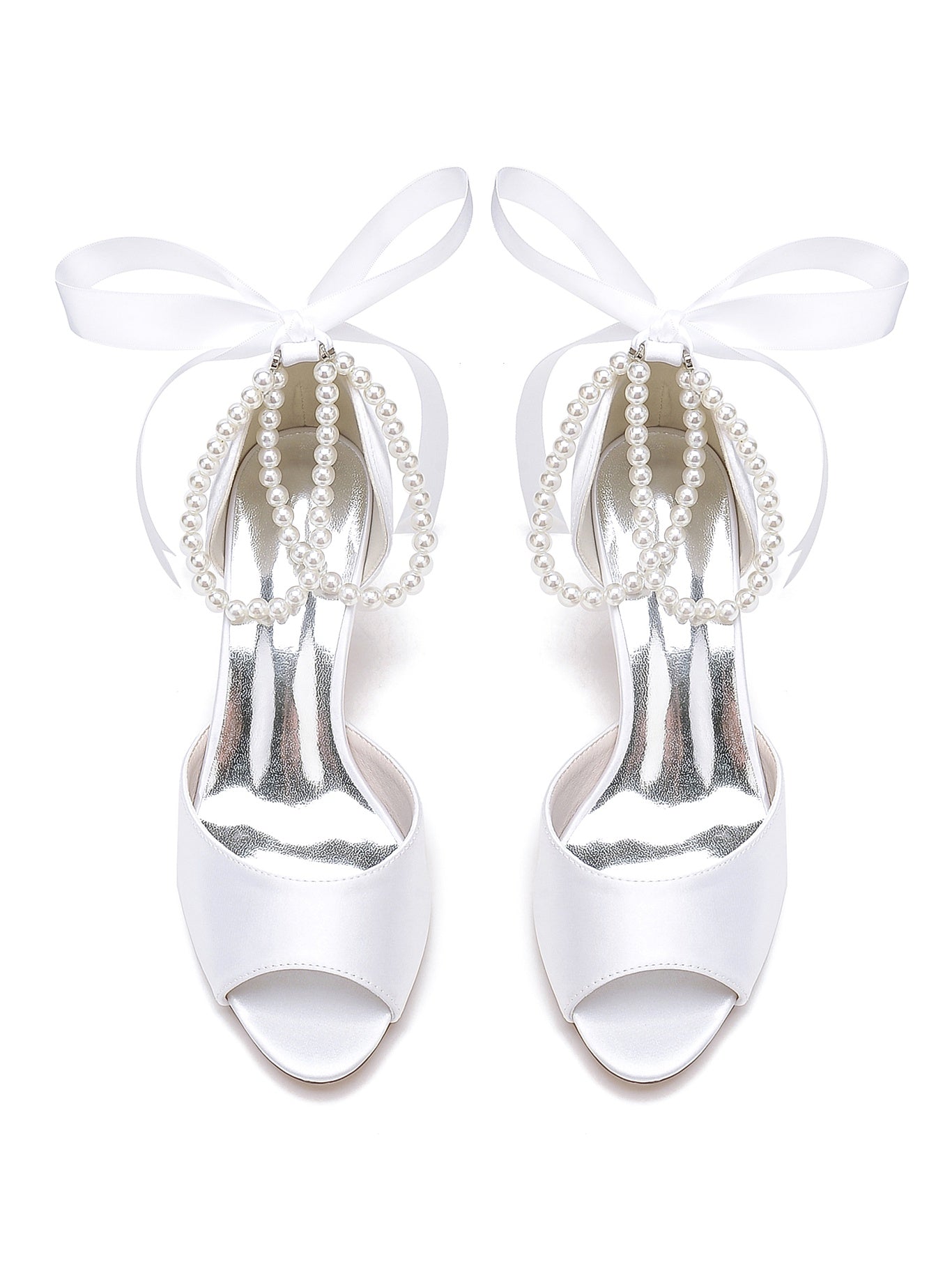 Bridal Stiletto Heels with Bowknot for Women Open Toe Wedding Shoes