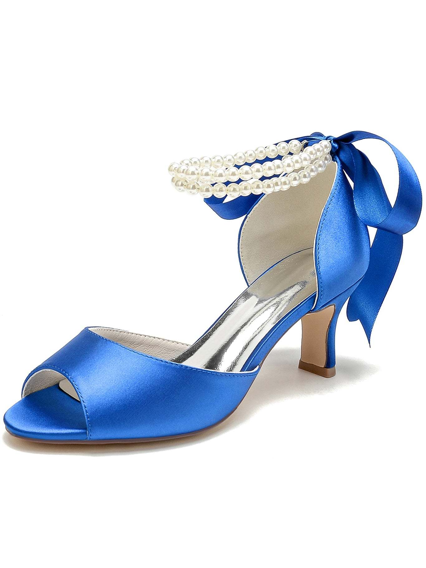 Bridal Stiletto Heels with Bowknot for Women Open Toe Wedding Shoes