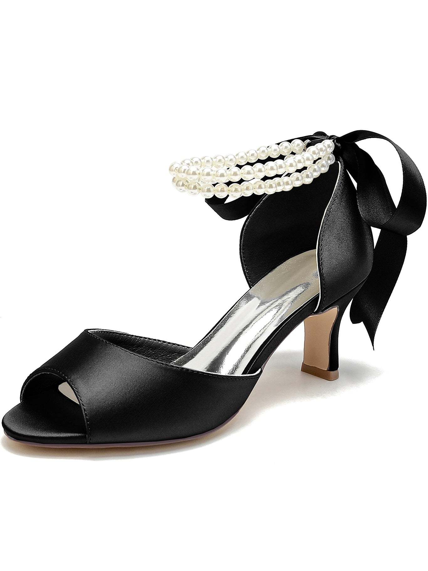 Bridal Stiletto Heels with Bowknot for Women Open Toe Wedding Shoes