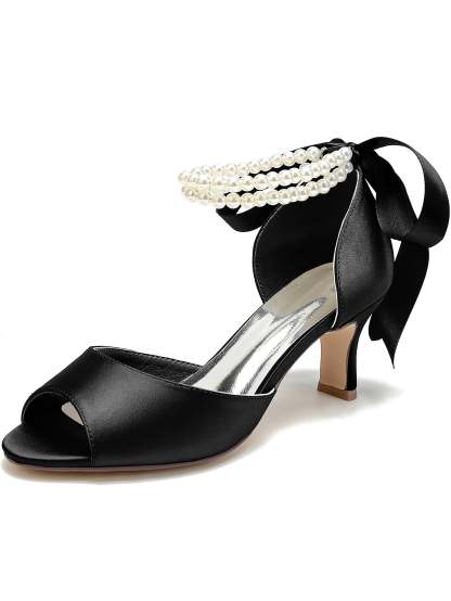 Bridal Stiletto Heels with Bowknot for Women Open Toe Wedding Shoes