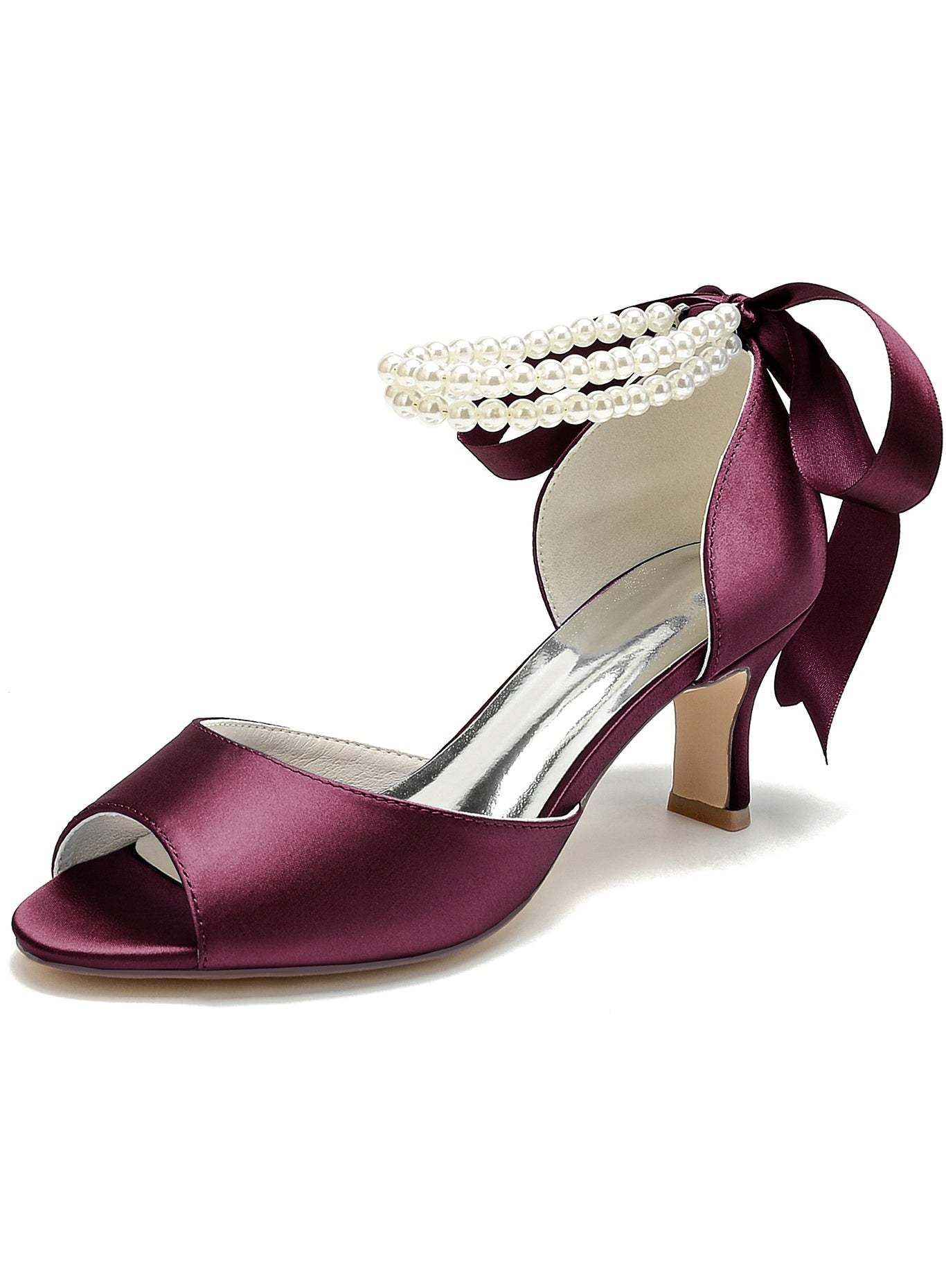 Bridal Stiletto Heels with Bowknot for Women Open Toe Wedding Shoes