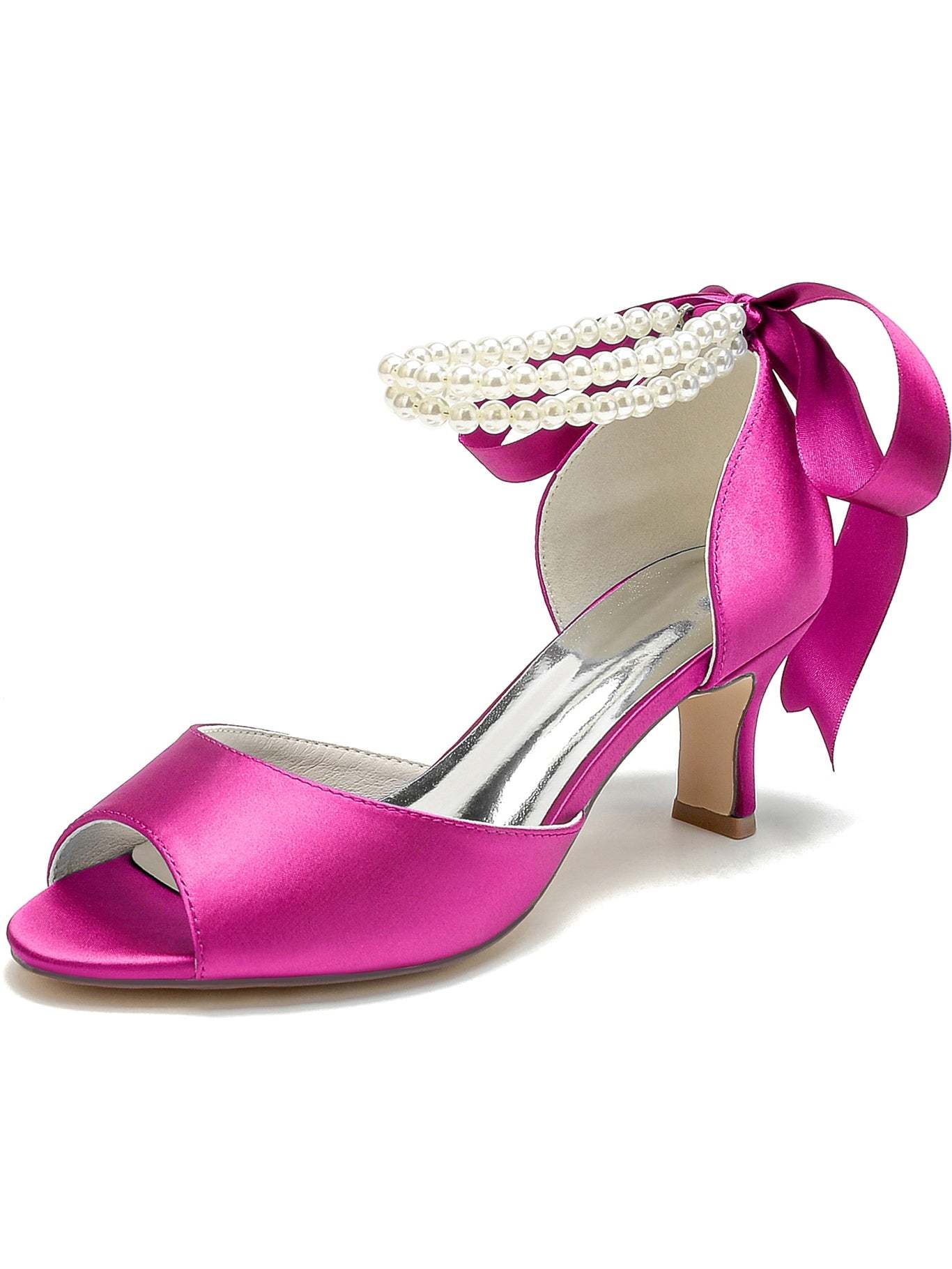 Bridal Stiletto Heels with Bowknot for Women Open Toe Wedding Shoes