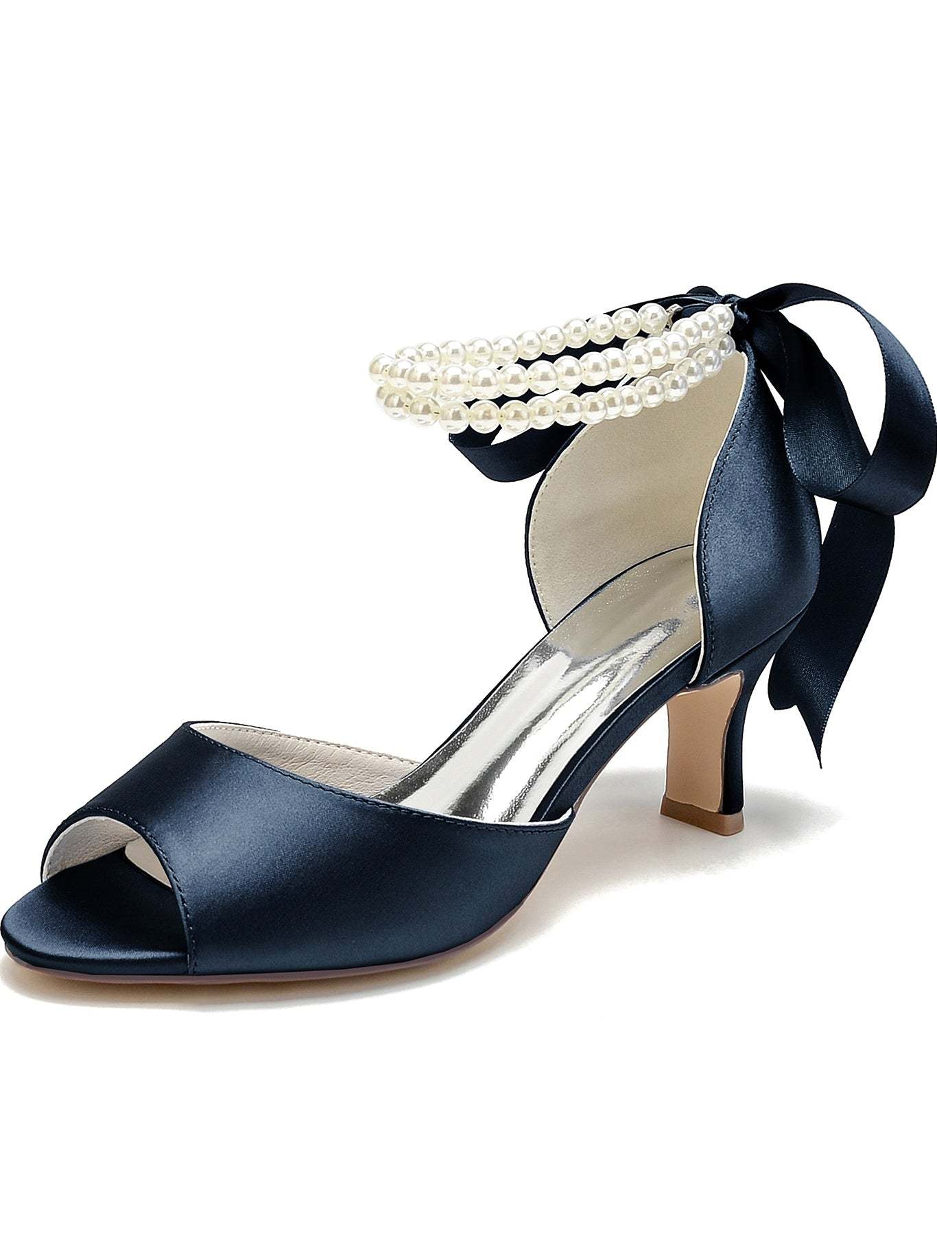 Bridal Stiletto Heels with Bowknot for Women Open Toe Wedding Shoes