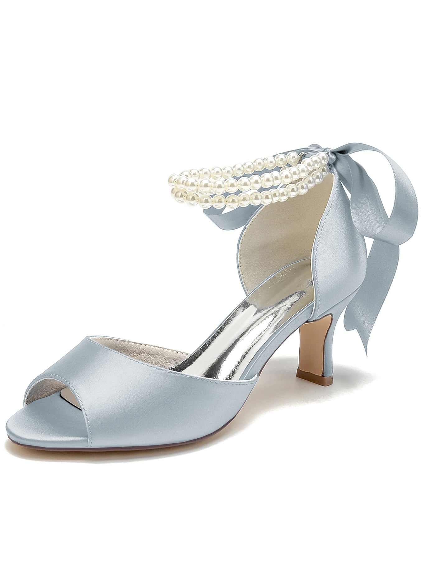 Bridal Stiletto Heels with Bowknot for Women Open Toe Wedding Shoes