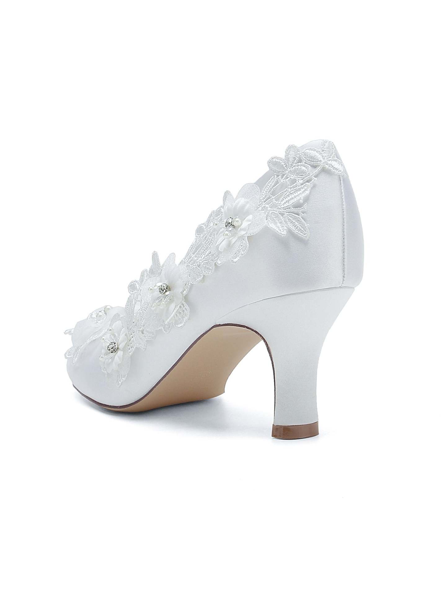 Bridesmaid Shoes for Women with Applique and Pointed Toe in Mid Heel