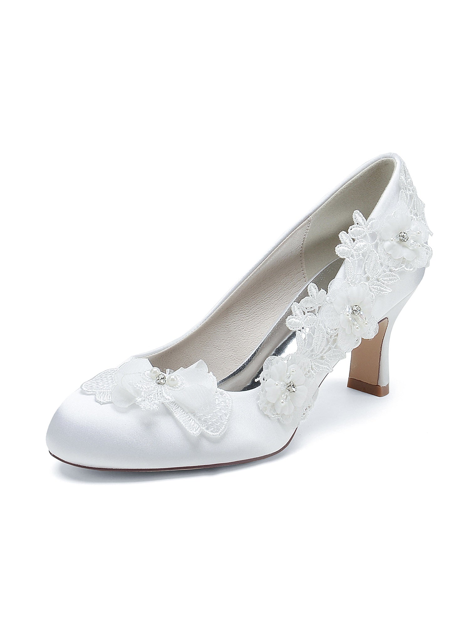 Bridesmaid Shoes for Women with Applique and Pointed Toe in Mid Heel