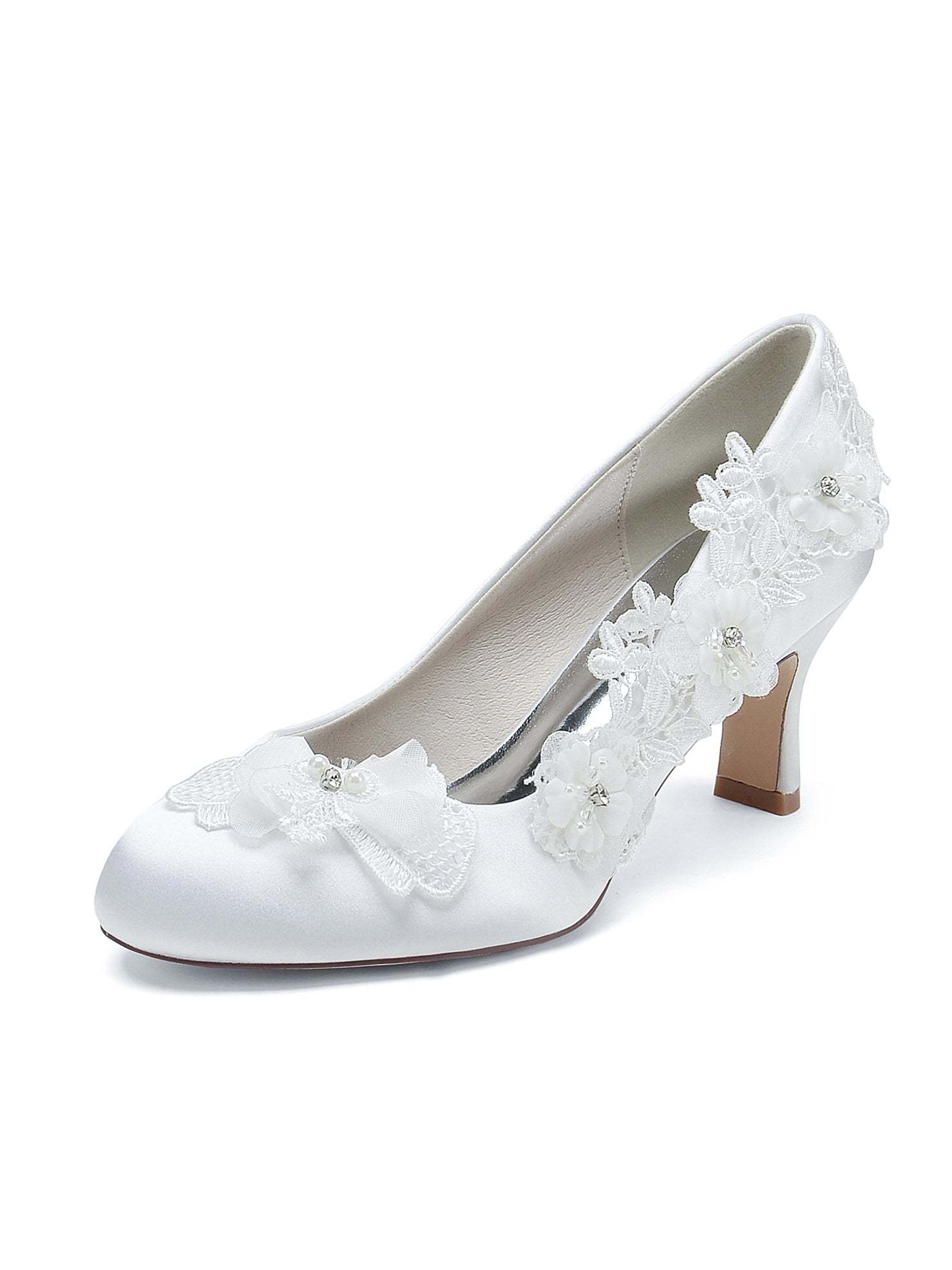 Bridesmaid Shoes for Women with Applique and Pointed Toe in Mid Heel