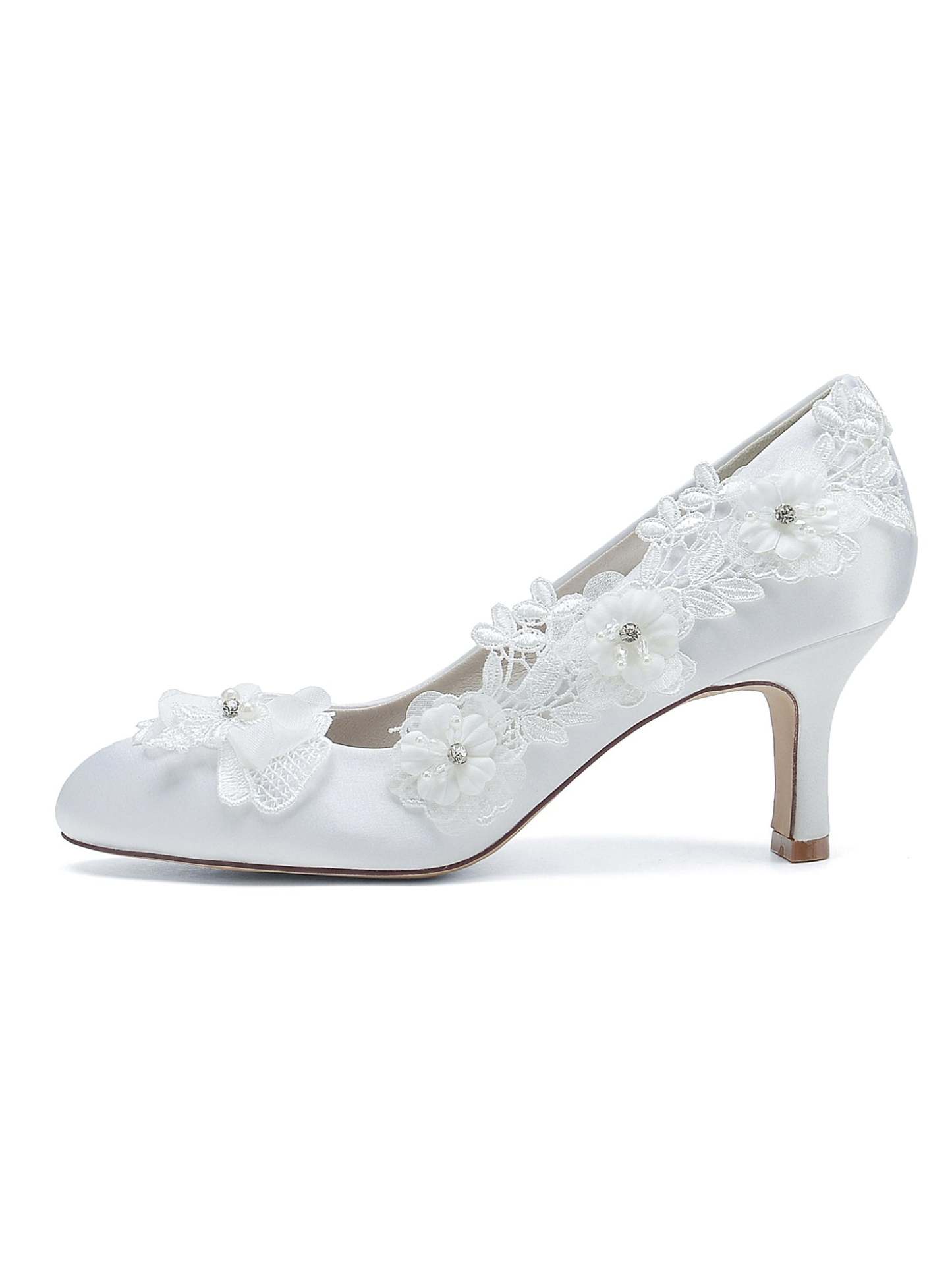 Bridesmaid Shoes for Women with Applique and Pointed Toe in Mid Heel