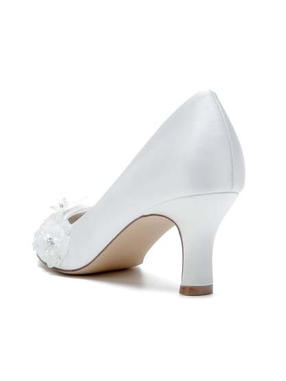 Bridesmaid Shoes for Women with Applique and Pointed Toe in Mid Heel