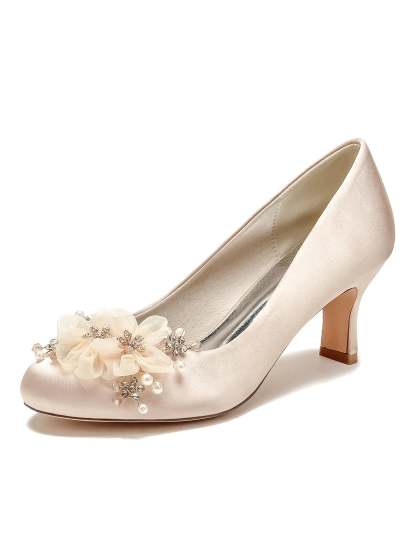 Bridesmaid Shoes for Women with Applique and Pointed Toe in Mid Heel
