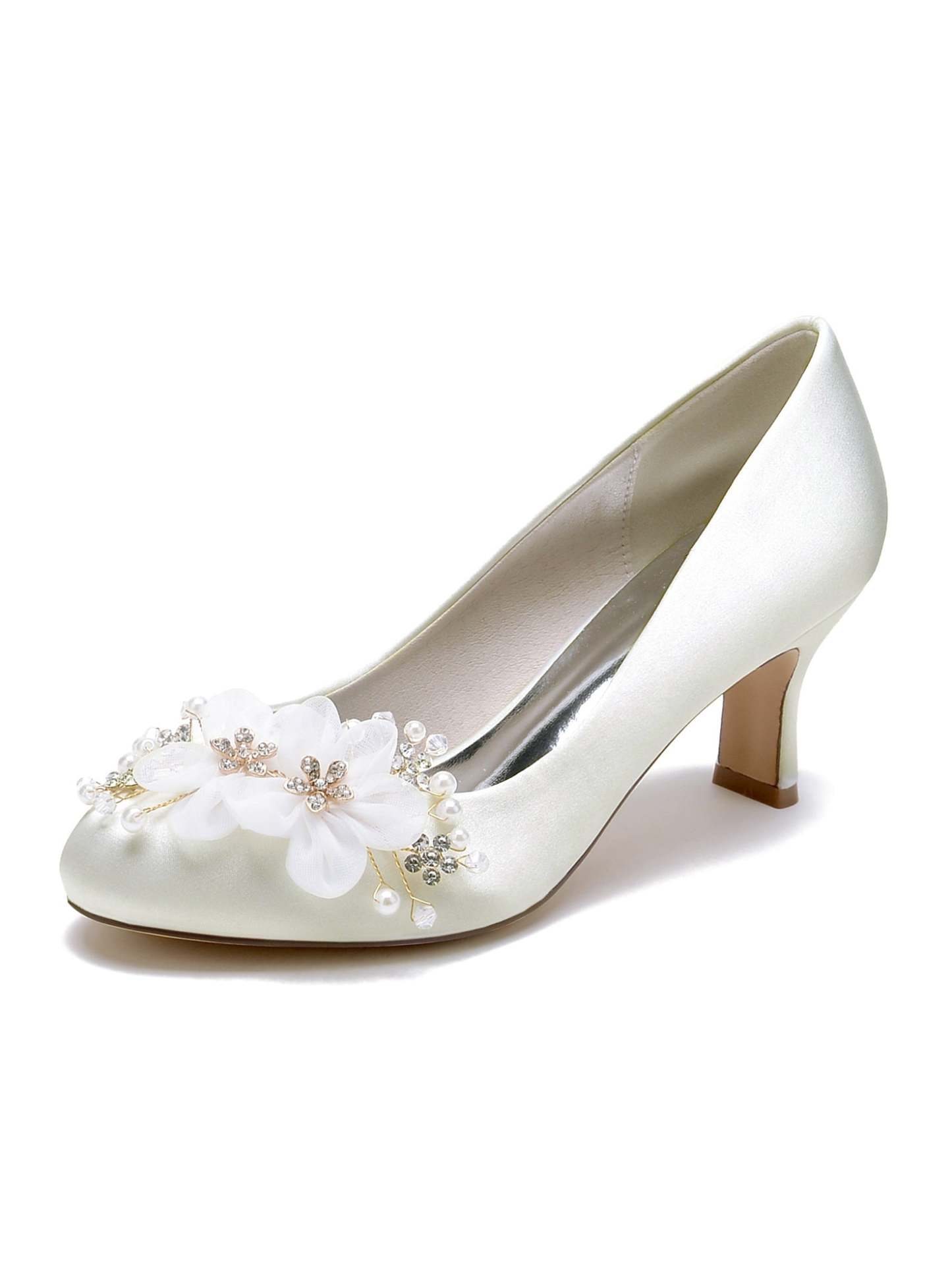 Bridesmaid Shoes for Women with Applique and Pointed Toe in Mid Heel