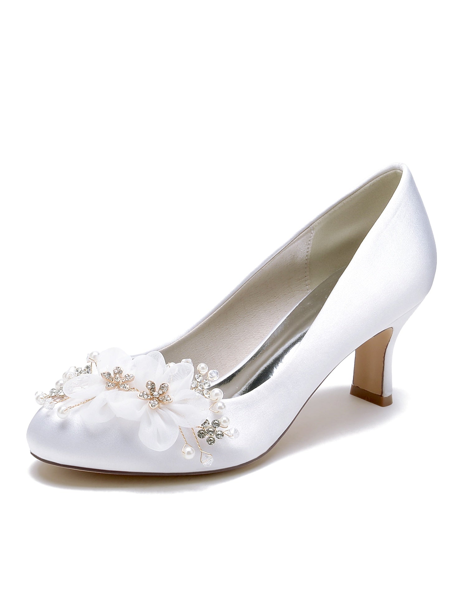 Bridesmaid Shoes for Women with Applique and Pointed Toe in Mid Heel