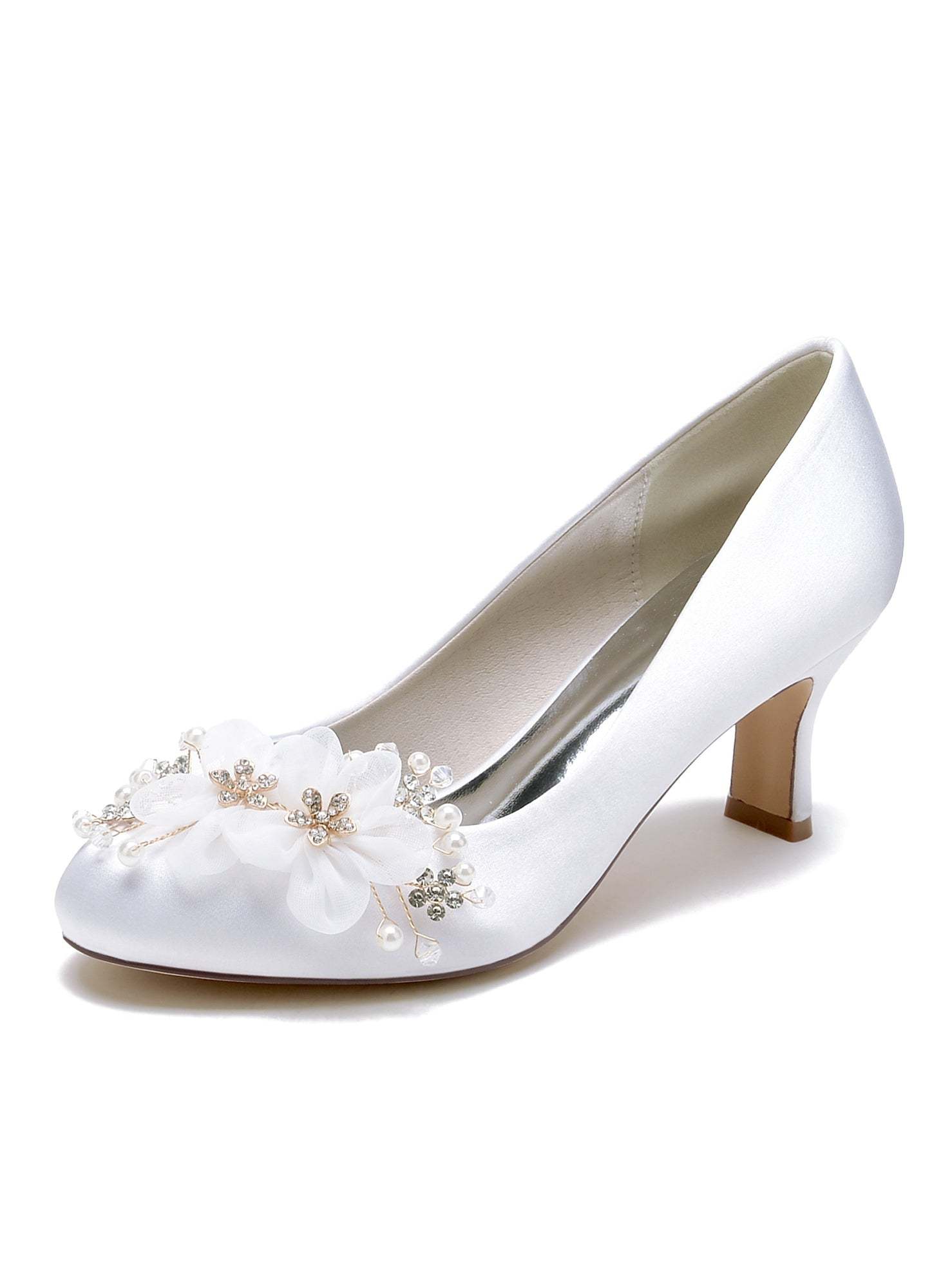 Bridesmaid Shoes for Women with Applique and Pointed Toe in Mid Heel
