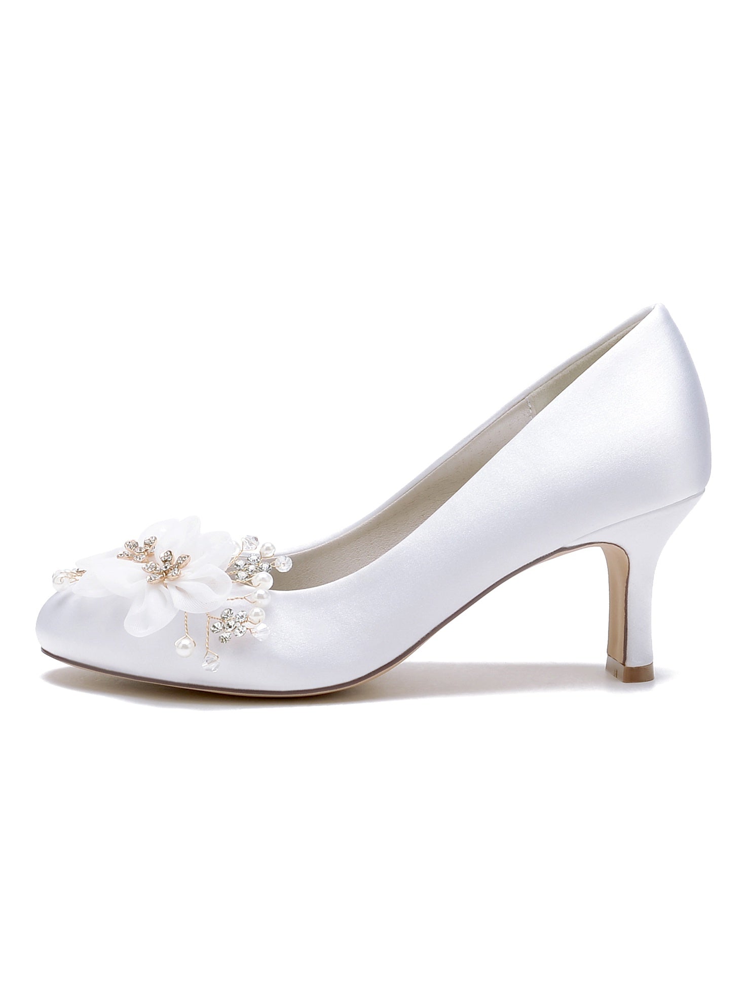 Bridesmaid Shoes for Women with Applique and Pointed Toe in Mid Heel