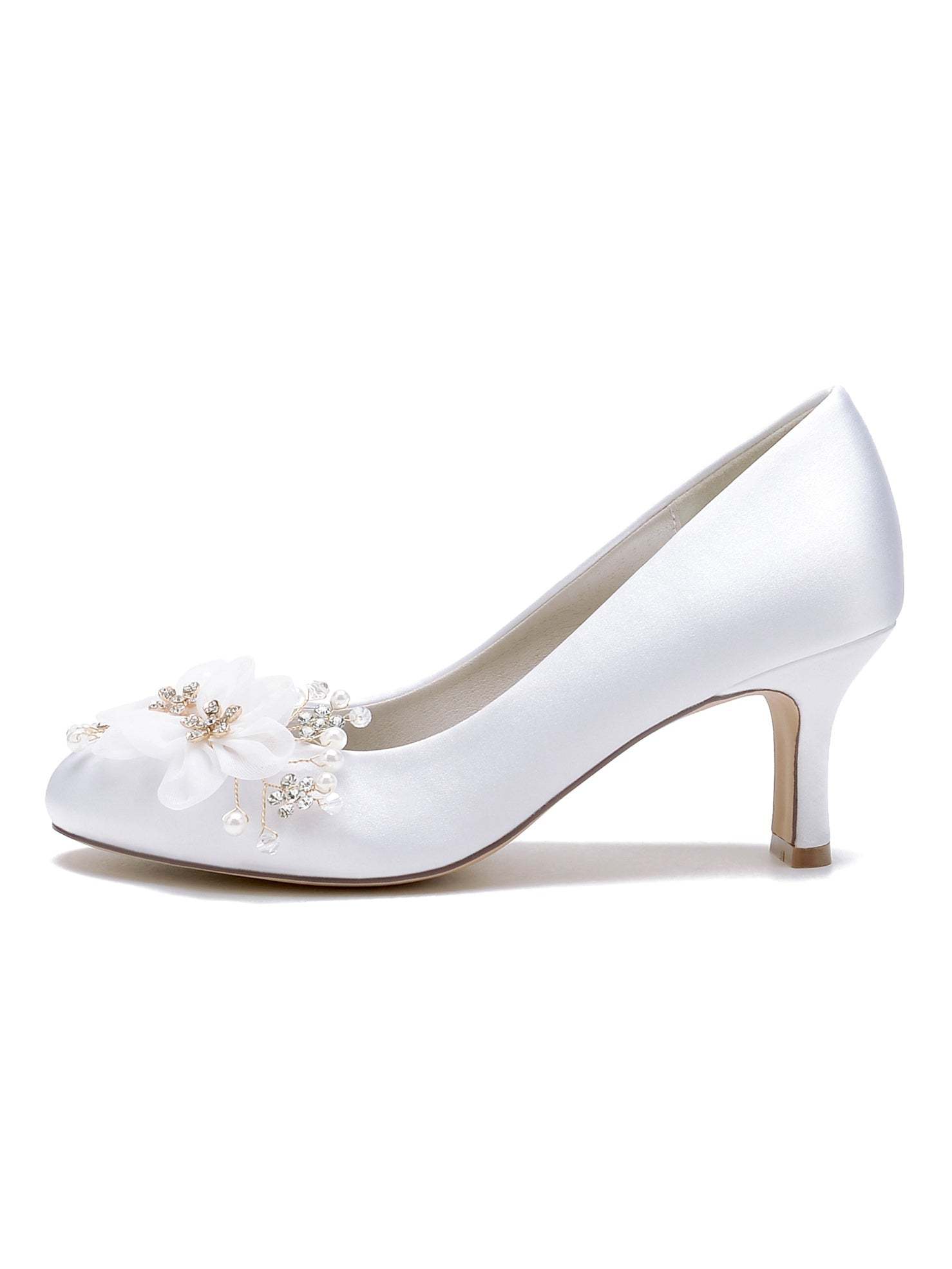 Bridesmaid Shoes for Women with Applique and Pointed Toe in Mid Heel