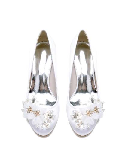 Bridesmaid Shoes for Women with Applique and Pointed Toe in Mid Heel