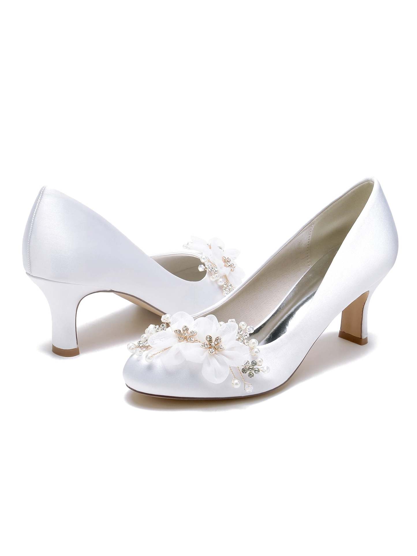 Bridesmaid Shoes for Women with Applique and Pointed Toe in Mid Heel