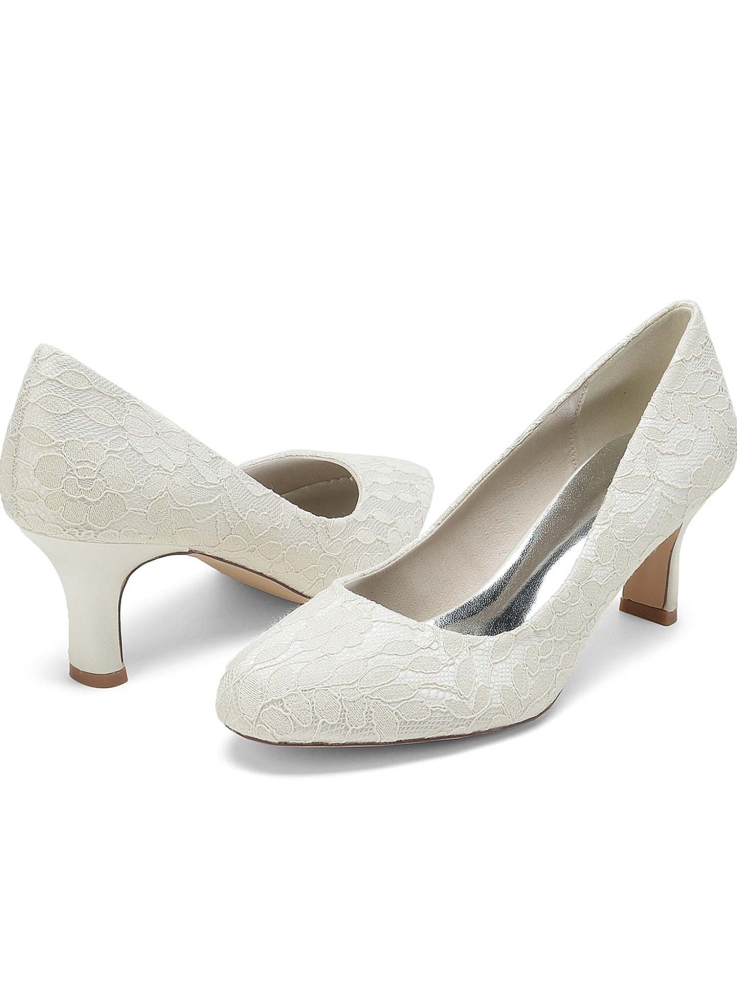 Bridal Shoes for Women with Lace Detail and Pointed Toe in Mid Heel