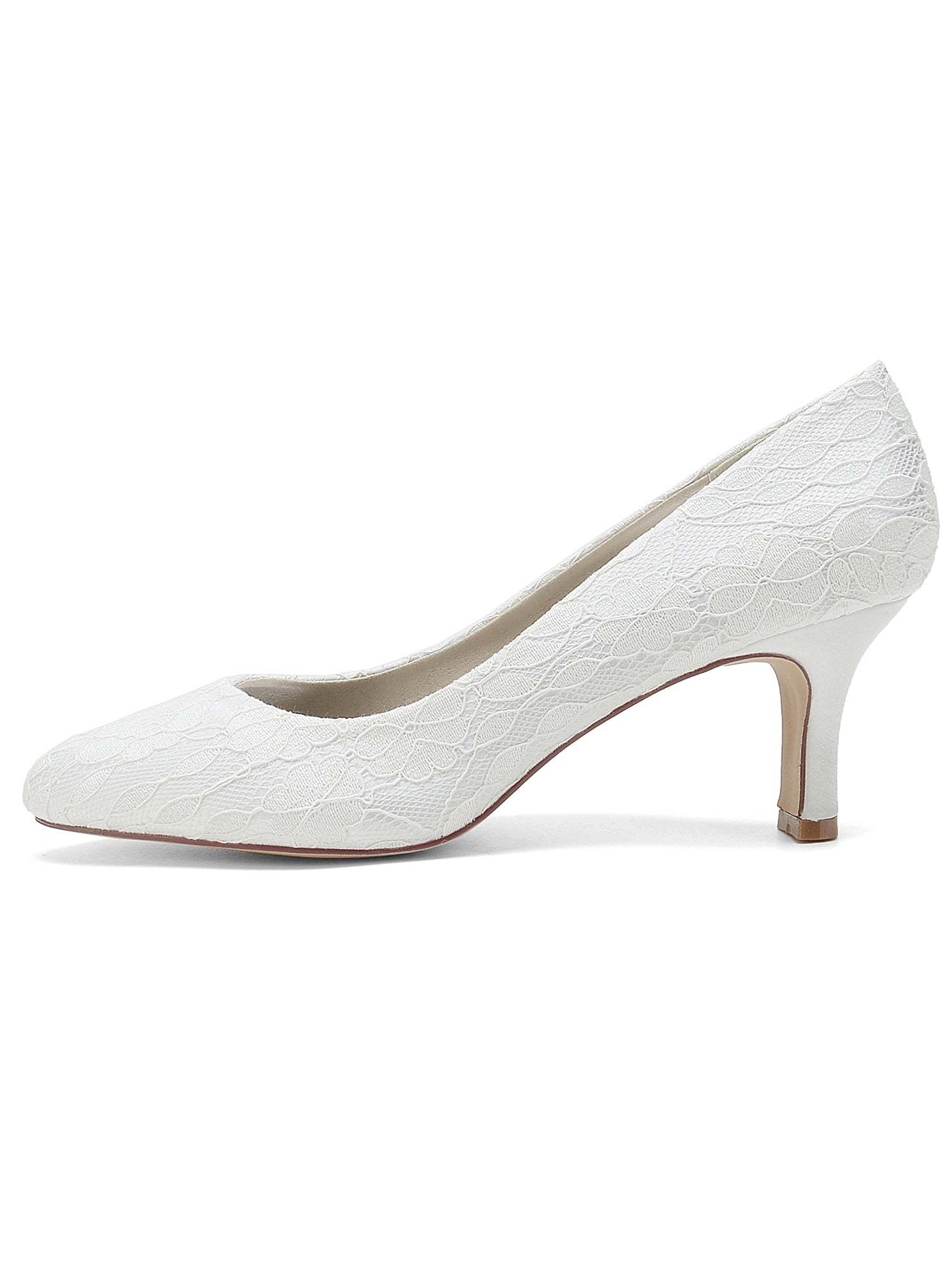Bridal Shoes for Women with Lace Detail and Pointed Toe in Mid Heel