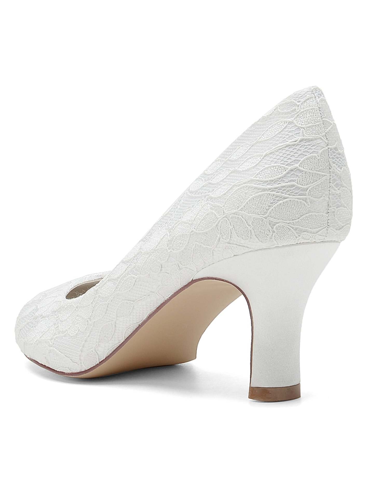Bridal Shoes for Women with Lace Detail and Pointed Toe in Mid Heel