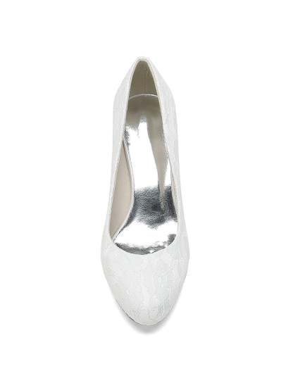 Bridal Shoes for Women with Lace Detail and Pointed Toe in Mid Heel