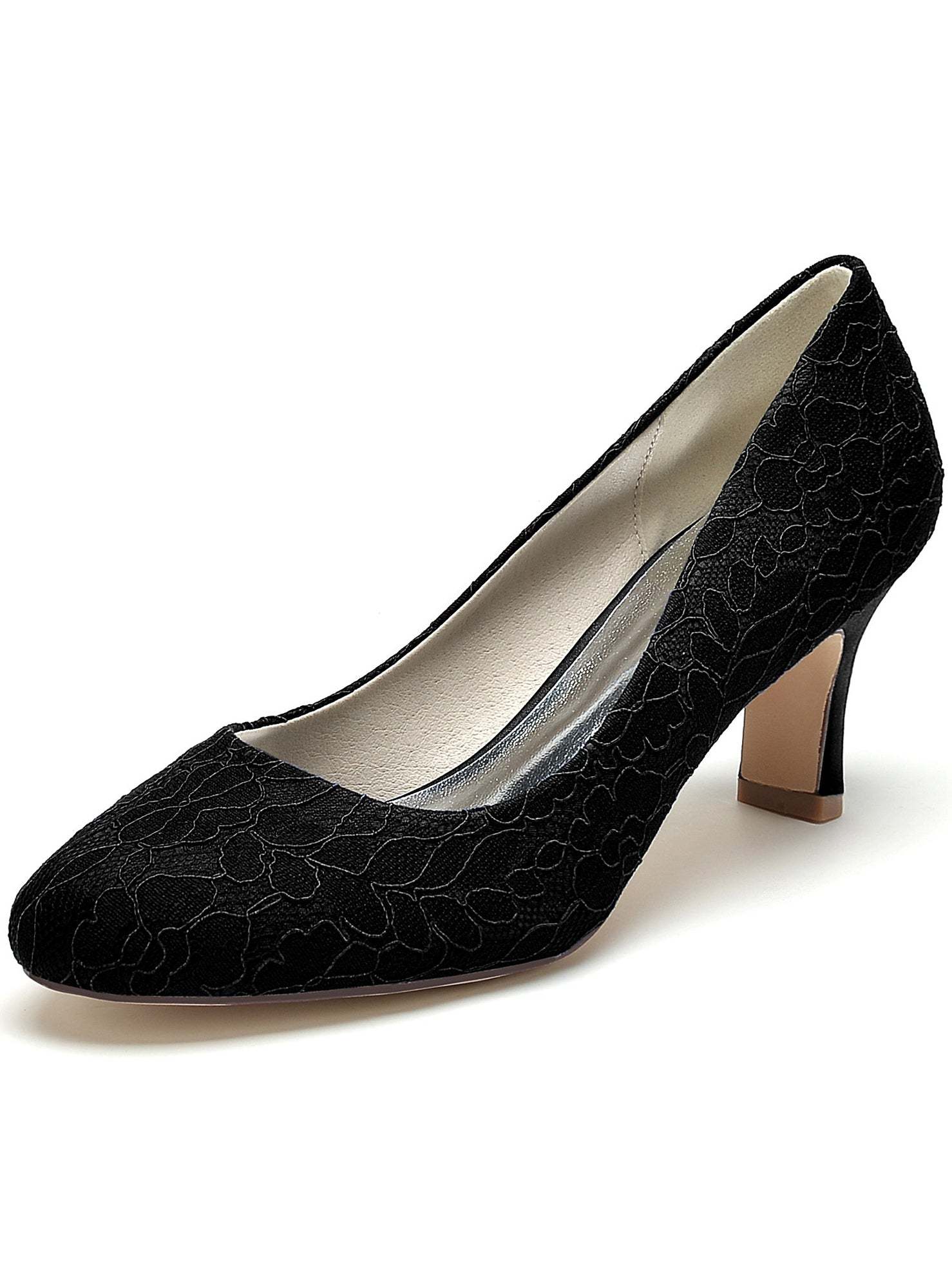Bridal Shoes for Women with Lace Detail and Pointed Toe in Mid Heel