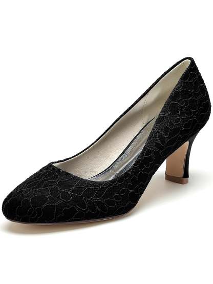 Bridal Shoes for Women with Lace Detail and Pointed Toe in Mid Heel