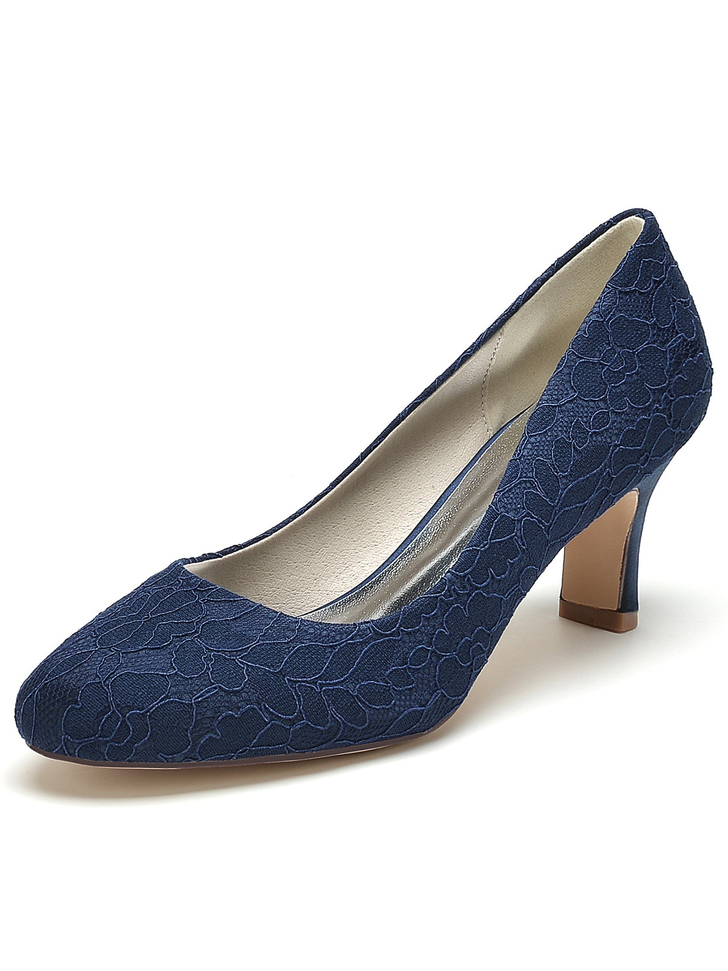 Bridal Shoes for Women with Lace Detail and Pointed Toe in Mid Heel