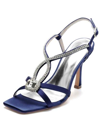 Bridal High Heel Open Toe Shoes with Rhinestones for Women