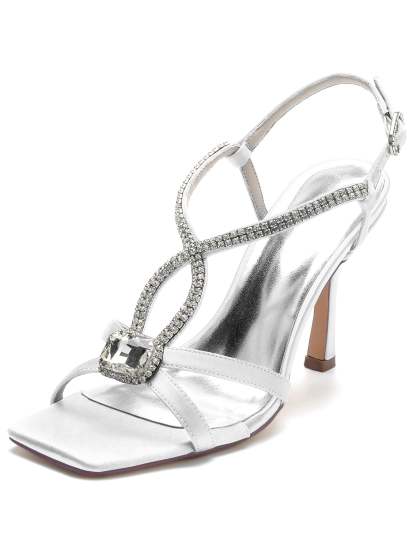Bridal High Heel Open Toe Shoes with Rhinestones for Women