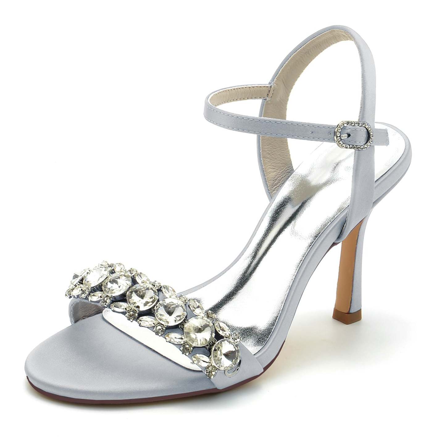 Bridal High Heel Shoes for Women with Rhinestone Buckle and Open Toe