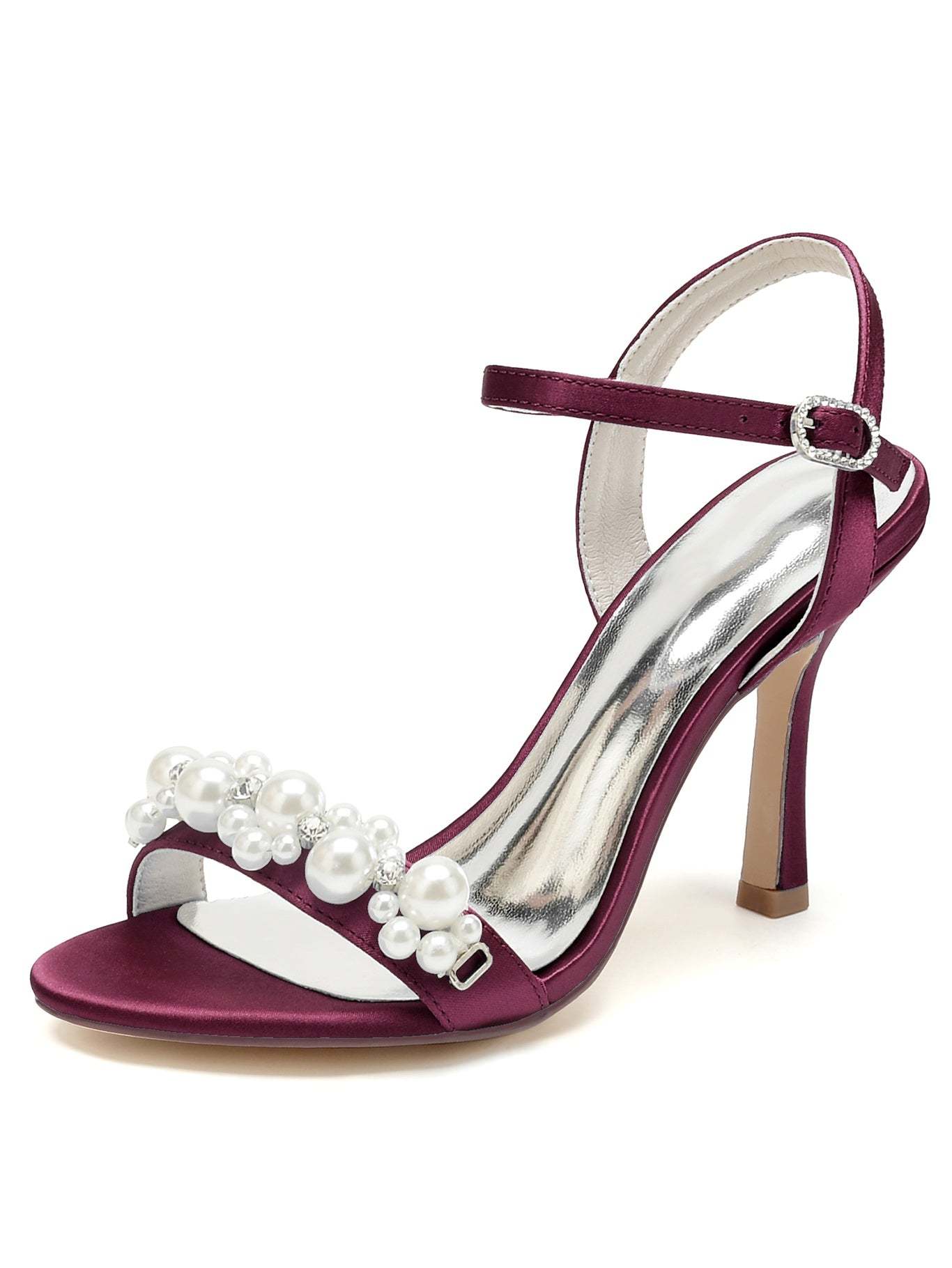 Bridesmaid Shoes for Women with Rhinestone Stiletto Heels and Open Toe