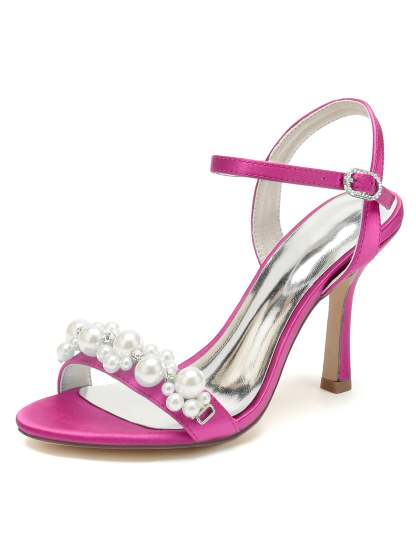 Bridesmaid Shoes for Women with Rhinestone Stiletto Heels and Open Toe