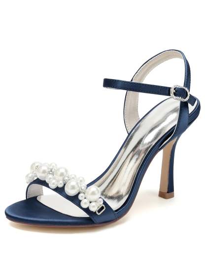 Bridesmaid Shoes for Women with Rhinestone Stiletto Heels and Open Toe