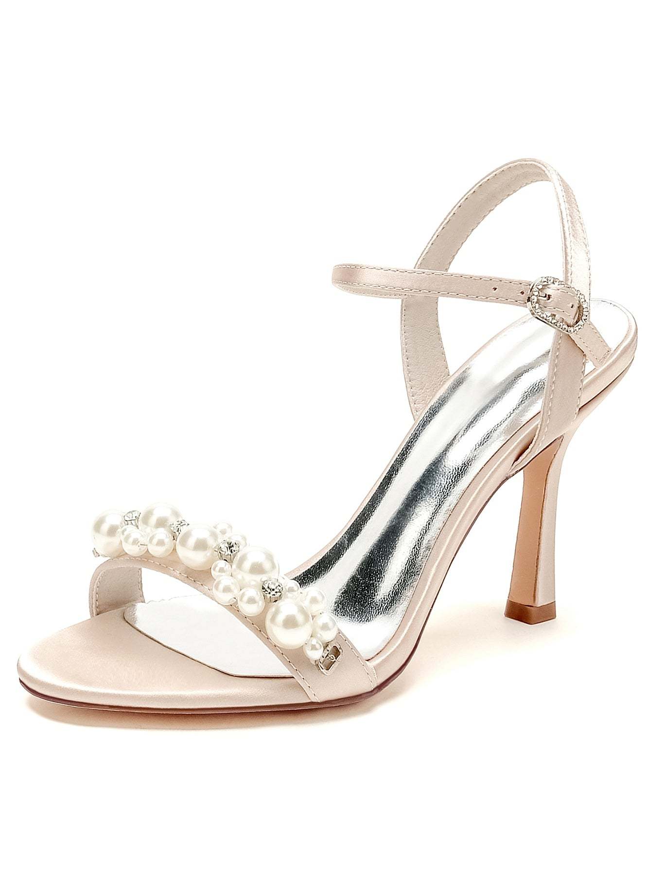 Bridesmaid Shoes for Women with Rhinestone Stiletto Heels and Open Toe