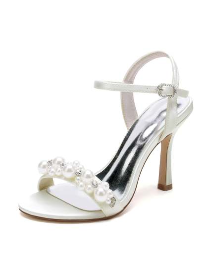 Bridesmaid Shoes for Women with Rhinestone Stiletto Heels and Open Toe