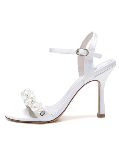 Bridesmaid Shoes for Women with Rhinestone Stiletto Heels and Open Toe