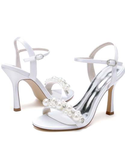 Bridesmaid Shoes for Women with Rhinestone Stiletto Heels and Open Toe