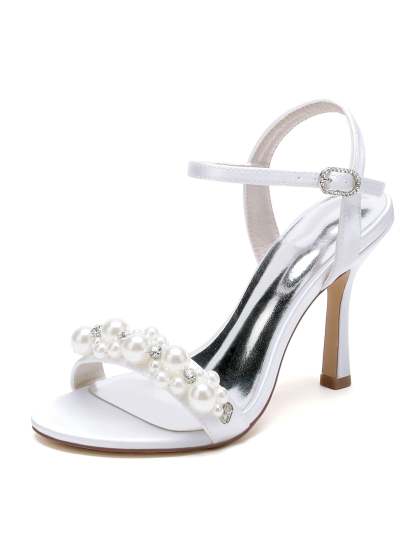 Bridesmaid Shoes for Women with Rhinestone Stiletto Heels and Open Toe