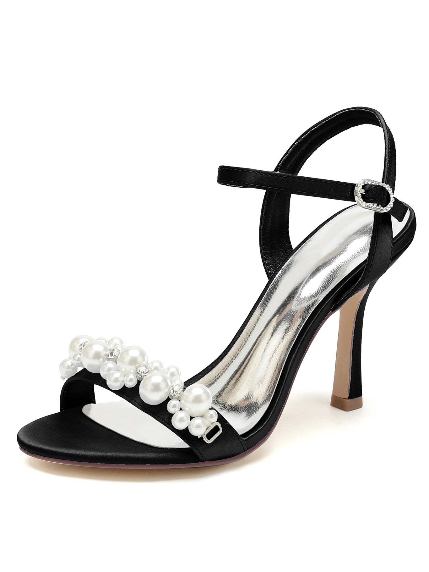 Bridesmaid Shoes for Women with Rhinestone Stiletto Heels and Open Toe