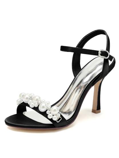 Bridesmaid Shoes for Women with Rhinestone Stiletto Heels and Open Toe