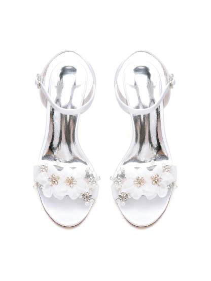 Bridesmaid Shoes for Women with Floral High Heels and Open Toe