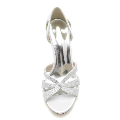 Bridal High Heel Peep Toe Shoes with Mini Crystals for Women