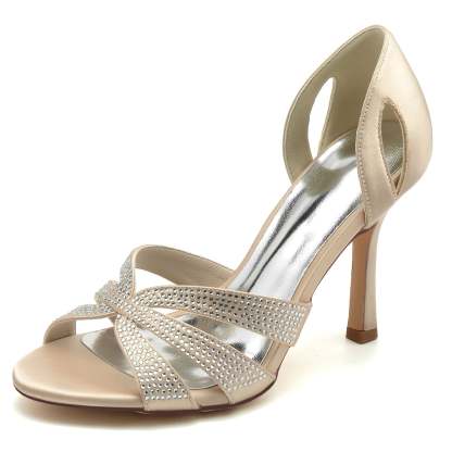 Bridal High Heel Peep Toe Shoes with Mini Crystals for Women