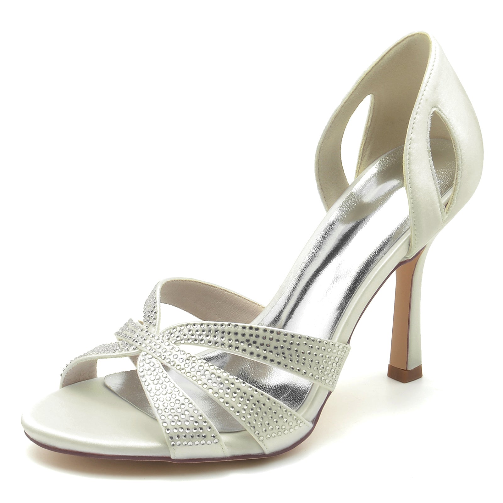 Bridal High Heel Peep Toe Shoes with Mini Crystals for Women