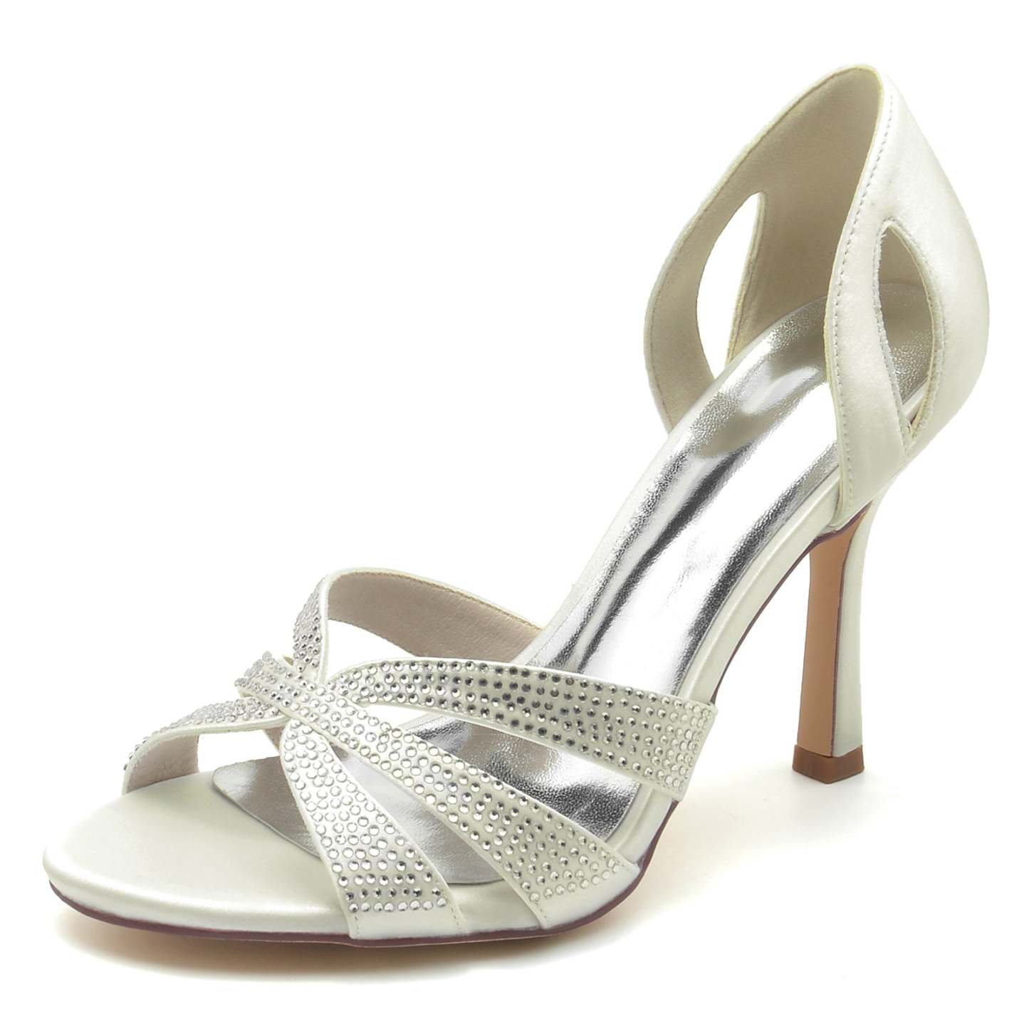 Bridal High Heel Peep Toe Shoes with Mini Crystals for Women