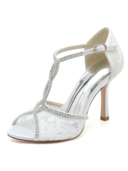 Bridal Lace High Heel Open Toe Shoes for Women