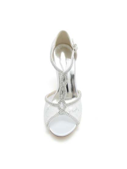 Bridal Lace High Heel Open Toe Shoes for Women